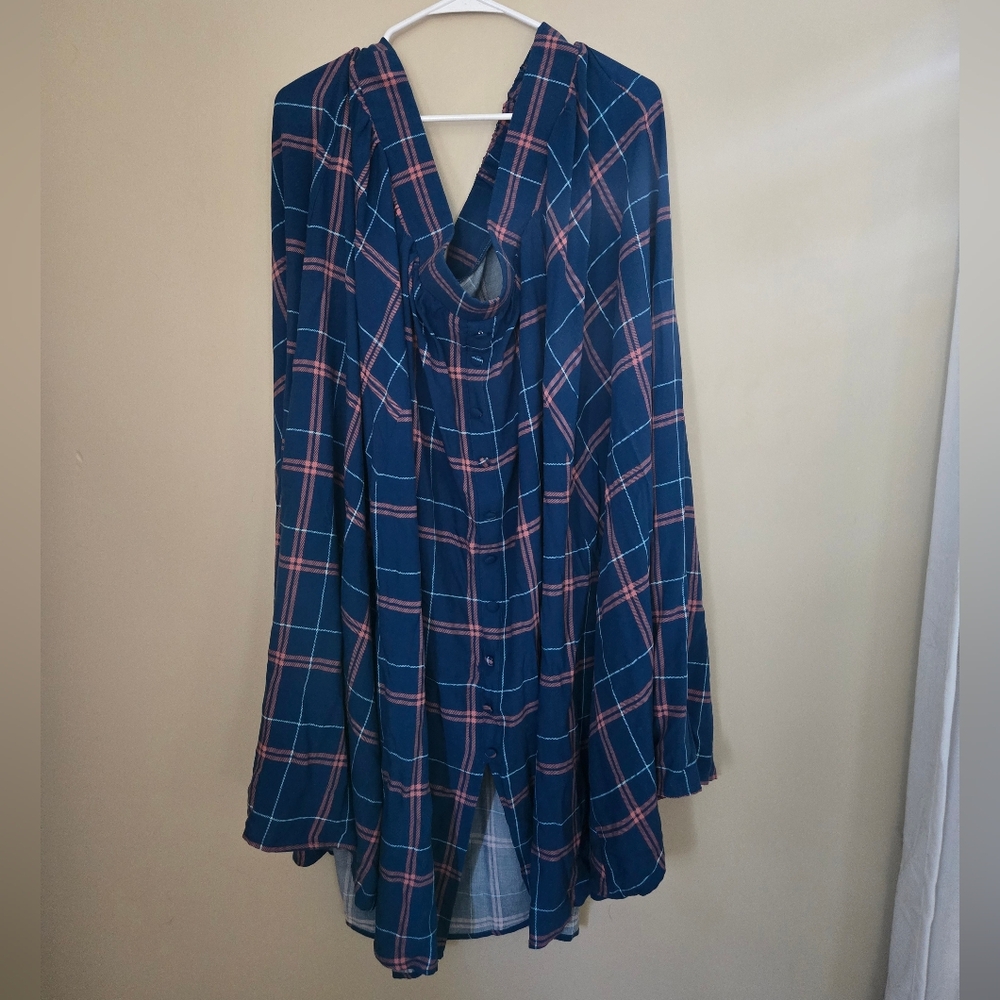 Torrid Blue And Pink Plaid Skirt